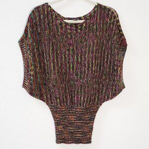Vintage Forever 21 Multicolor Dolman Short Sleeve Knit Top  | Small